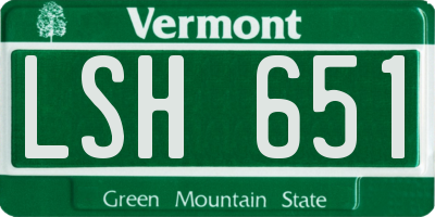 VT license plate LSH651