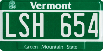 VT license plate LSH654