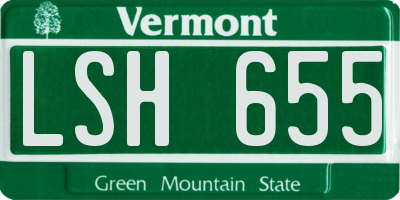 VT license plate LSH655