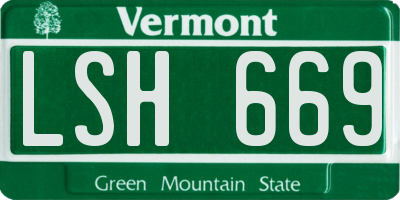VT license plate LSH669