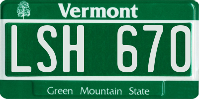 VT license plate LSH670