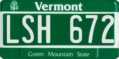 VT license plate LSH672
