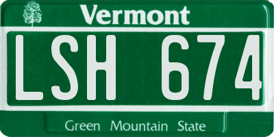 VT license plate LSH674