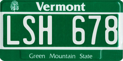 VT license plate LSH678