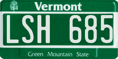VT license plate LSH685