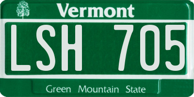 VT license plate LSH705