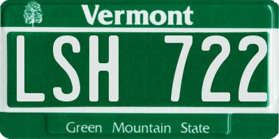 VT license plate LSH722