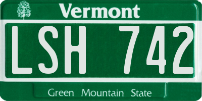 VT license plate LSH742