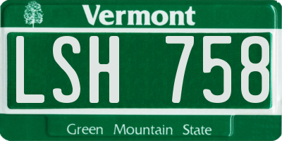 VT license plate LSH758