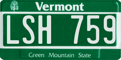 VT license plate LSH759