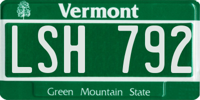 VT license plate LSH792
