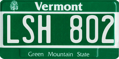 VT license plate LSH802