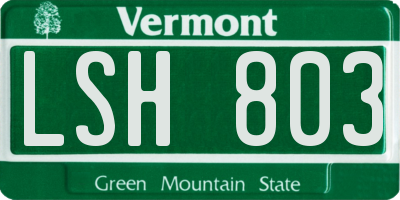 VT license plate LSH803