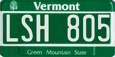 VT license plate LSH805