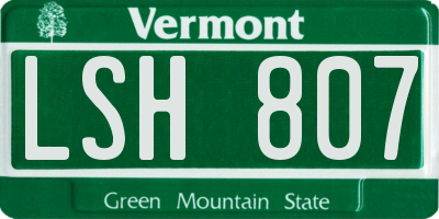 VT license plate LSH807