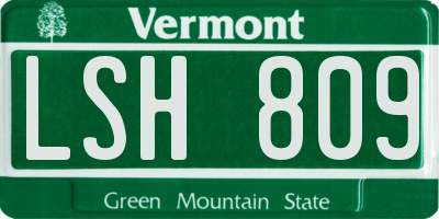 VT license plate LSH809