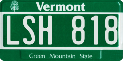 VT license plate LSH818