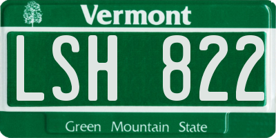 VT license plate LSH822