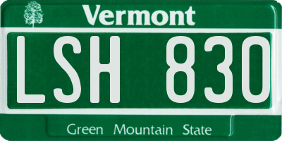VT license plate LSH830
