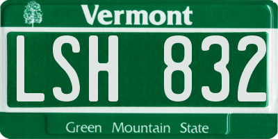 VT license plate LSH832