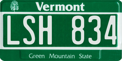 VT license plate LSH834