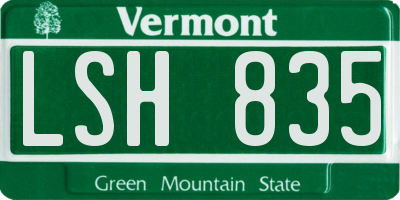 VT license plate LSH835