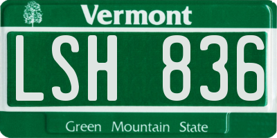 VT license plate LSH836