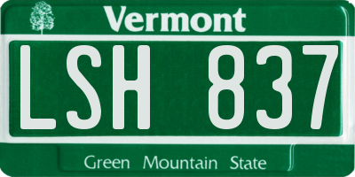 VT license plate LSH837