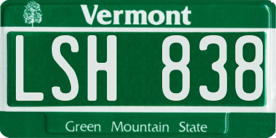 VT license plate LSH838