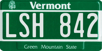 VT license plate LSH842