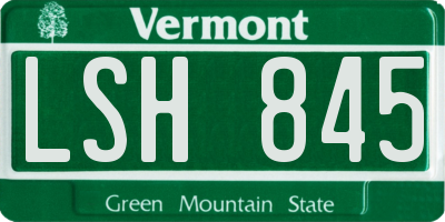 VT license plate LSH845