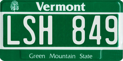 VT license plate LSH849