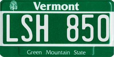 VT license plate LSH850