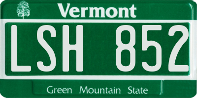 VT license plate LSH852