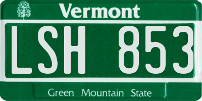 VT license plate LSH853
