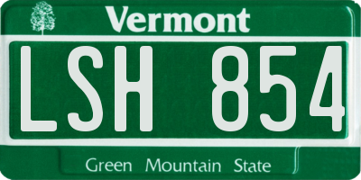 VT license plate LSH854