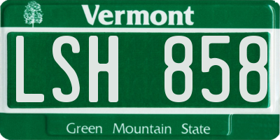 VT license plate LSH858