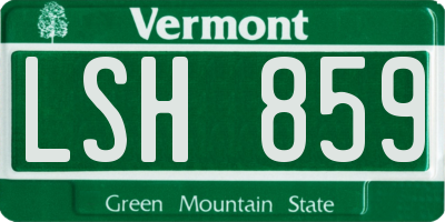 VT license plate LSH859