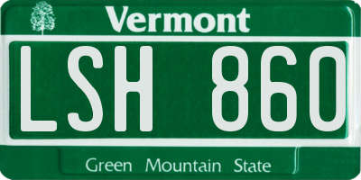 VT license plate LSH860