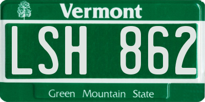 VT license plate LSH862