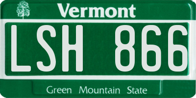 VT license plate LSH866