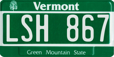 VT license plate LSH867