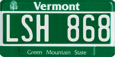 VT license plate LSH868