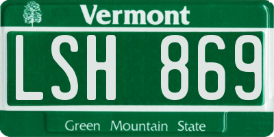 VT license plate LSH869