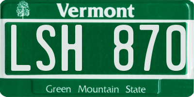 VT license plate LSH870