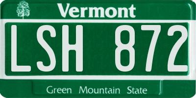 VT license plate LSH872
