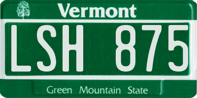 VT license plate LSH875