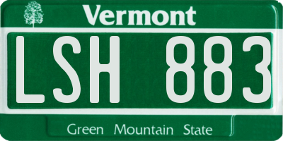 VT license plate LSH883