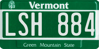 VT license plate LSH884