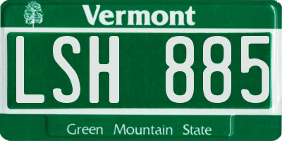 VT license plate LSH885